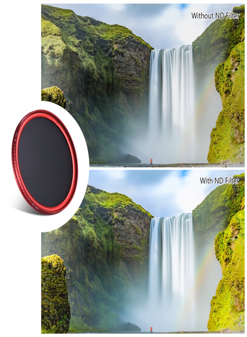 FOTGA 62mm Slim ND Fader Variable Filter Neutral Density ND2 to ND400 Red Replacement for Canon Nikon DSLR Camera - Image 2